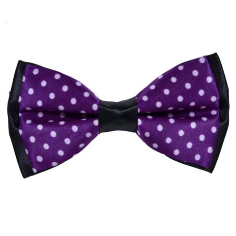 CORAL POLKA DOTS PURPLE BOW TIE OHMYBOW