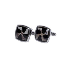 FAN DESIGN WITH BLACK SQUARE CUFFLINKS OHMYBOW