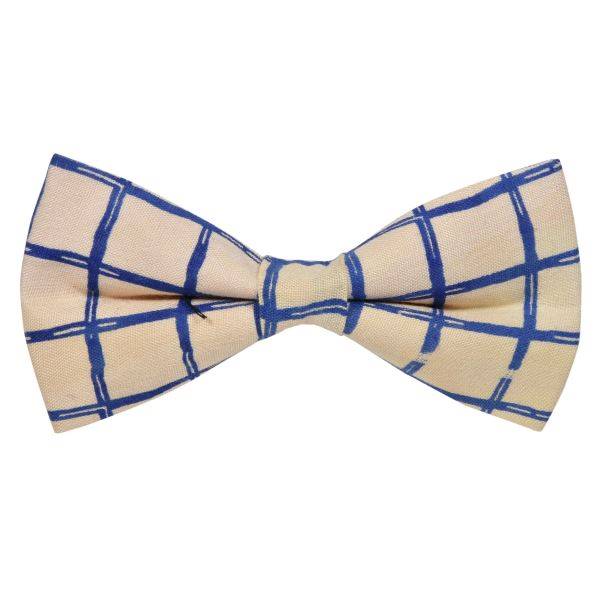 CREAM WITH BLUE CHECK BOWTIE OHMYBOW