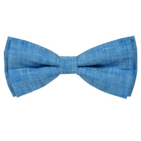 PALE BLUE TEXTURED COTTON LINEN BOW TIE OHMYBOW