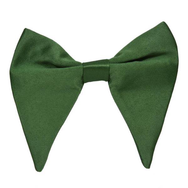 BOTTLE GREEN SOLID PLAIN SATIN LARGE EVENING BOW TIE OHMYBOW