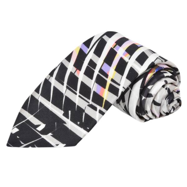 WHITE WITH BLACK PATTERN PAISLEY TIE OHMYBOW