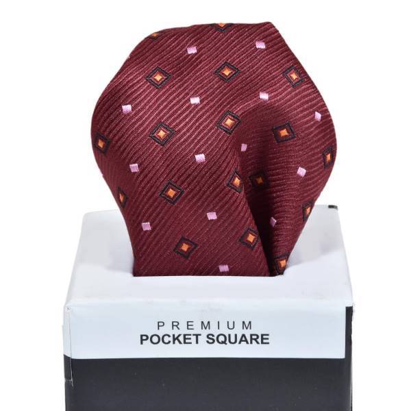 MAHOGANY RED SQUARE PATTERN POCKET SQUARE OHMYBOW