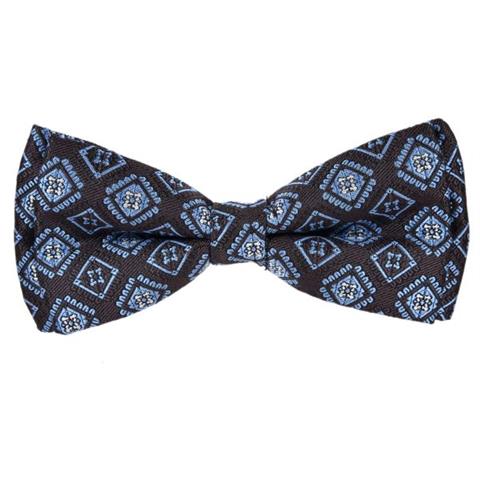 BROWN & BLUE GEO FLORAL PATTERN BOW TIE OHMYBOW