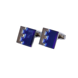 BLUE & SILVER PUZZLE PATTERN CUFFLINKS OHMYBOW
