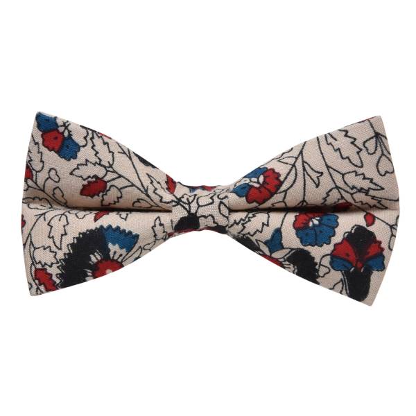 CREME SMALL FLOWER FLORAL BOW TIE OHMYBOW