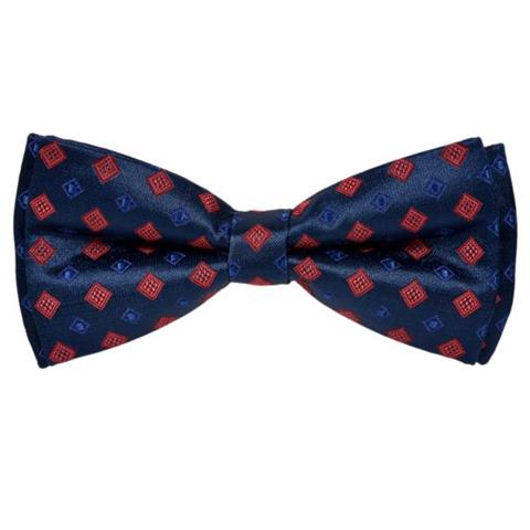 TRADITIONAL PATTERN BLUE SILKY BOW TIE OHMYBOW