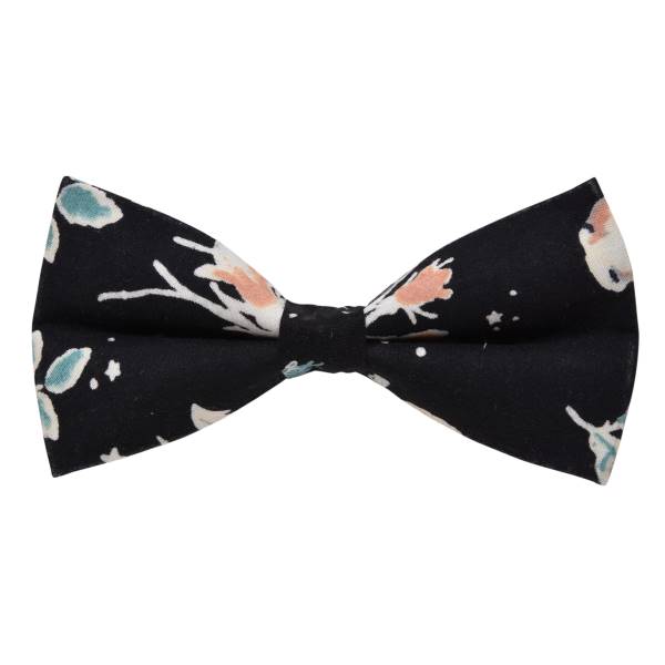 BLACK PRINTED FLORAL BOW TIE OHMYBOW