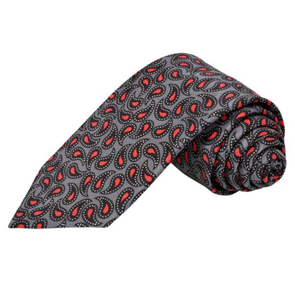 FOSSIL GREY RED PATTERNED TIE OHMYBOW