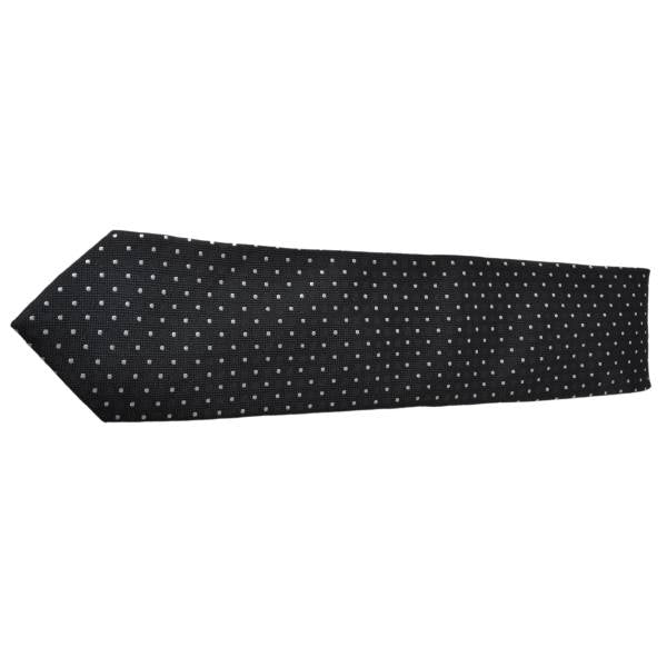 BLACK WITH WHITE DOTS PATTERN TIE OHMYBOW