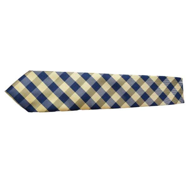 GOLDEN AND BLUE CROSS STRIPE TIE OHMYBOW