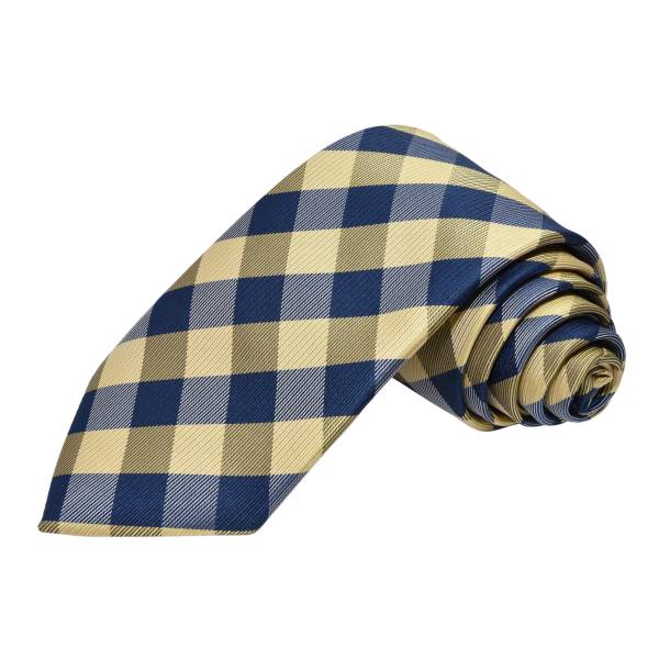 GOLDEN AND BLUE CROSS STRIPE TIE OHMYBOW