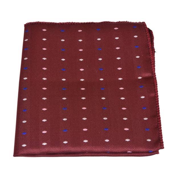 MAROON RED DOTTED PATTERN POCKET SQUARE OHMYBOW