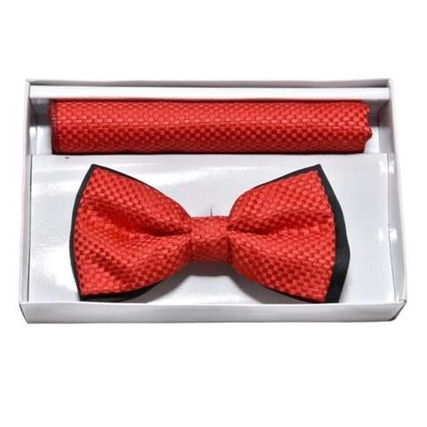 RED BOWTIE & POCKET SQUARE COMBO OHMYBOW