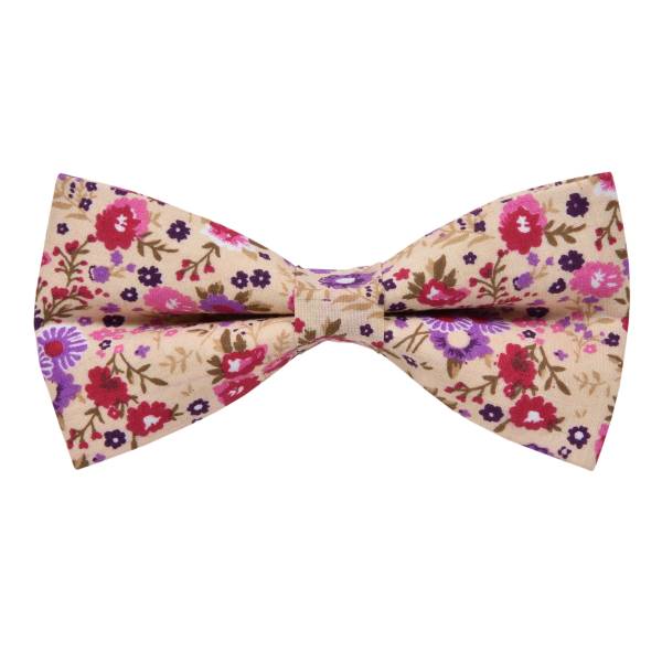 CHAMPAGNE SMALL FLOWER FLORAL BOW TIE OHMYBOW