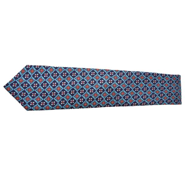 BLUE FLORAL PATTERN TIE OHMYBOW