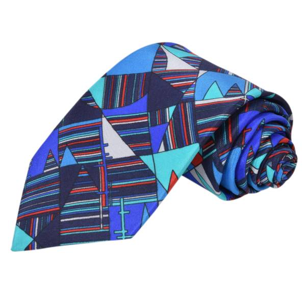 BLUE PATTERNED PAISLEY TIE OHMYBOW