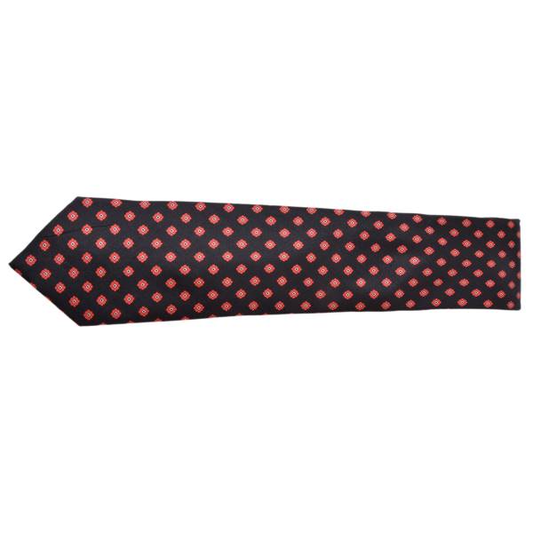 BLACK WITH RED FLORAL PATTERN TIE OHMYBOW