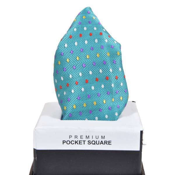 SAPPHIRE BLUE DOTTED PATTERN POCKET SQUARE OHMYBOW