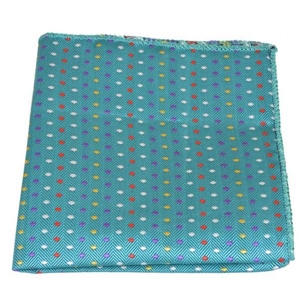 SAPPHIRE BLUE DOTTED PATTERN POCKET SQUARE OHMYBOW