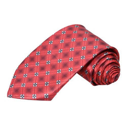RED POLKA DOTS WHITE SQUARE COTTON TIE OHMYBOW