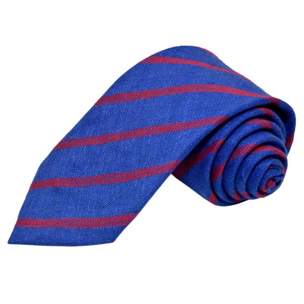 BLUE WITH RED STRIPE PATTERN TIE OHMYBOW