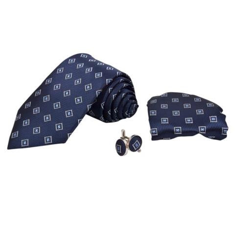 BLUE TIE, POCKET SQUARE AND CUFFLINK GIFT SET OHMYBOW