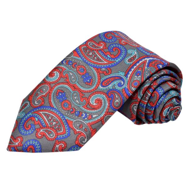 RED & BLUE FLORAL PAISLEY TIE OHMYBOW