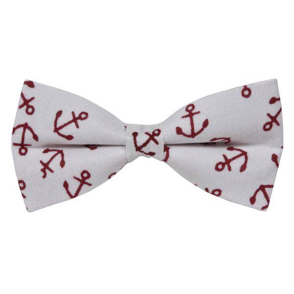 WHITE WITH RED ANCHOR PATTERN BOWTIE OHMYBOW