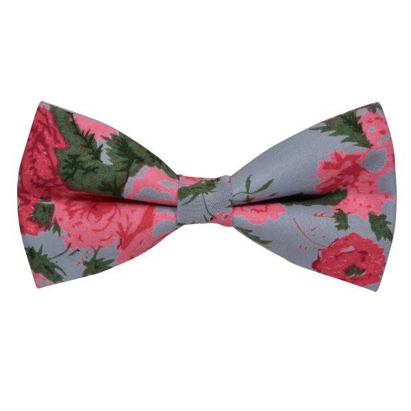 IRIS PURPLE WITH ROSE RED FLORAL BOWTIE OHMYBOW