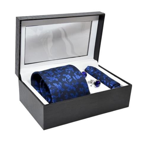 MEN PREMIUM NECKTIE & POCKET SQUARE WITH CUFFLINK COMBO GIFT SET OHMYBOW