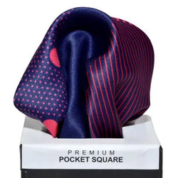 BLUE & PINK TRADITIONAL STRIPES COTTON POCKET SQUARE OHMYBOW