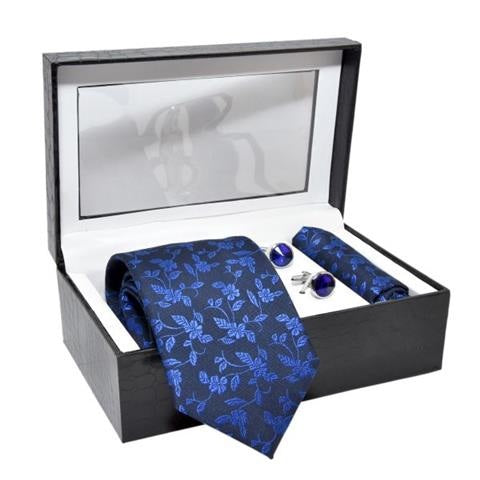 MEN PREMIUM NECKTIE & POCKET SQUARE WITH CUFFLINK COMBO GIFT SET OHMYBOW