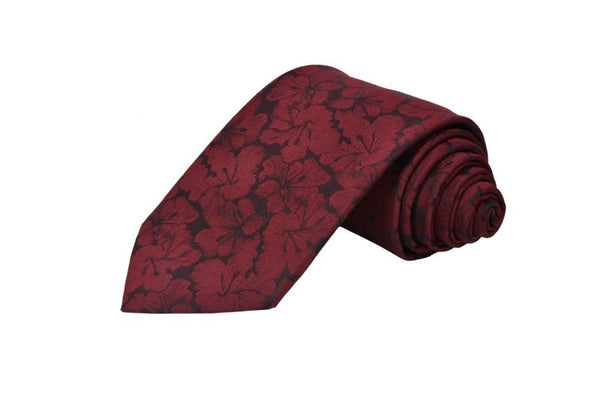 MAROON ROSES TEXTURED COTTON TIE OHMYBOW