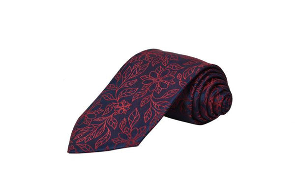 MAROON TRADITIONAL PAISLEY FLORAL COTTON TIE OHMYBOW