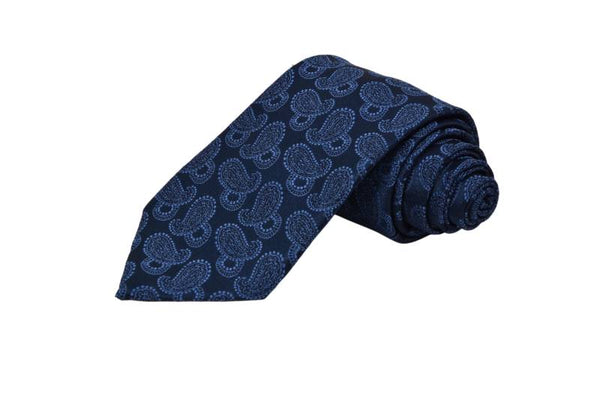 NAVY BLUE FLORAL PAISLEY TIE OHMYBOW
