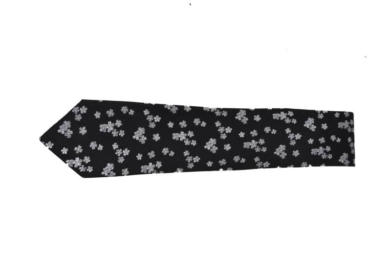 FLORAL BLACK COTTON TIE OHMYBOW