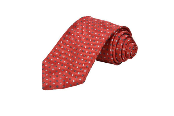 WHITE POLKA DOTS RED TIE OHMYBOW