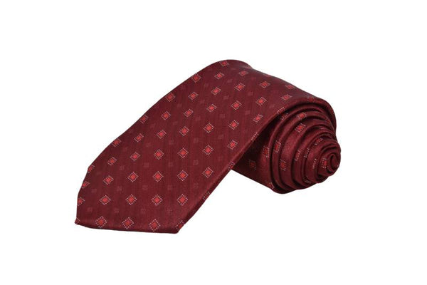 MAROON SQUARE DOTS TIE OHMYBOW
