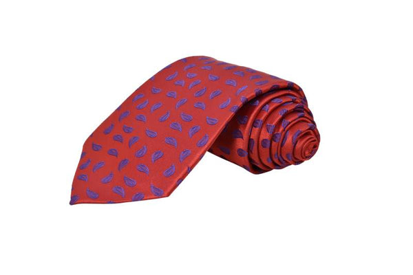 BLUE PAISLEY BURGUNDY RED TIE OHMYBOW