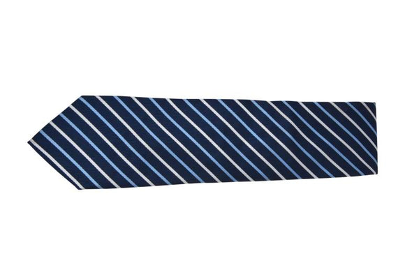 NAVY BLUE AND WHITE STRIPE TIE OHMYBOW