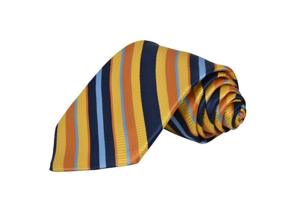 YELLOW AND BLUE STRIPE TIE OHMYBOW