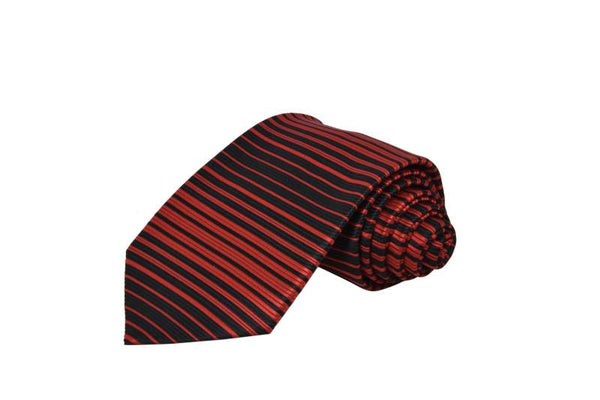 RED AND BLACK STRIPE COTTON TIE OHMYBOW
