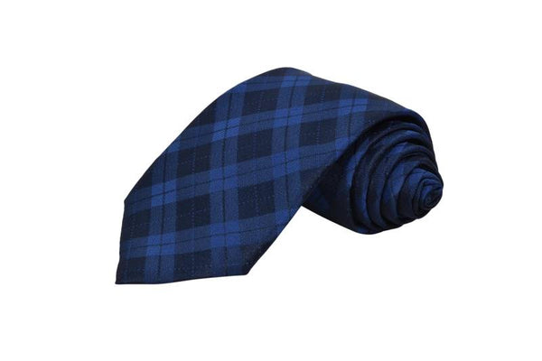 NAVY BLUE AND BLUE CROSS CHECKS TIE OHMYBOW