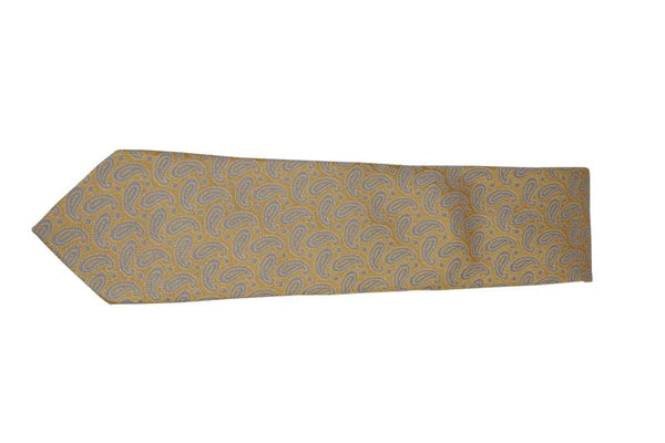 YELLOW AND SILVER FLORAL PAISLEY TIE OHMYBOW