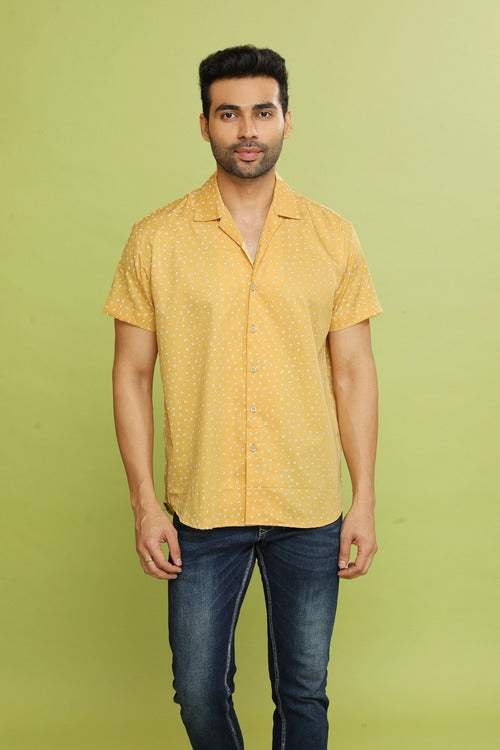 Yellow marigold Theme Patterned Shirt OHMYBOW