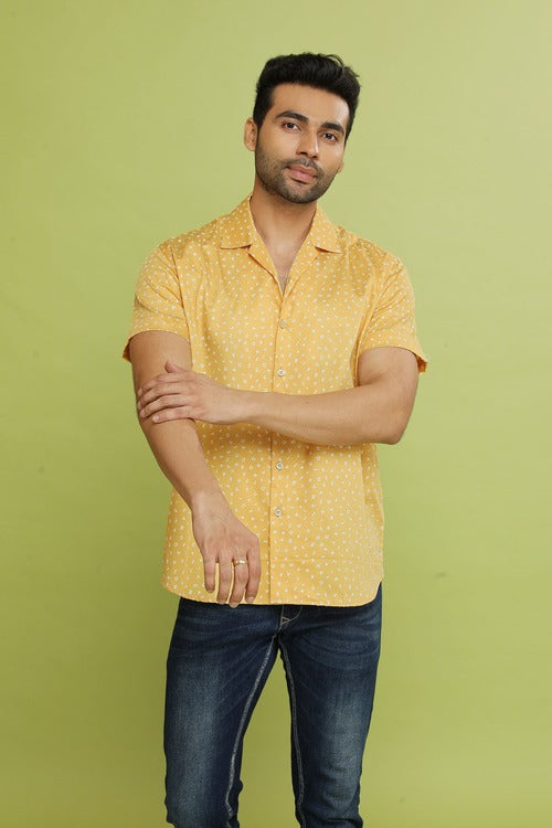Yellow marigold Theme Patterned Shirt OHMYBOW