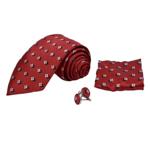 RED DOTS TIE, POCKET SQUARE AND CUFFLINKS GIFT SET OHMYBOW