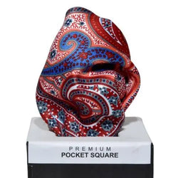 RUBY RED TRADITIONAL PAISLEY COTTON POCKET SQUARE OHMYBOW