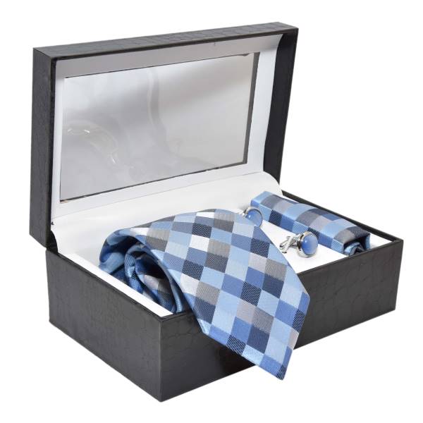 MEN PREMIUM NECKTIE & POCKET SQUARE WITH CUFFLINK COMBO GIFT SET (MULTICOLORED , FREE SIZE) OHMYBOW